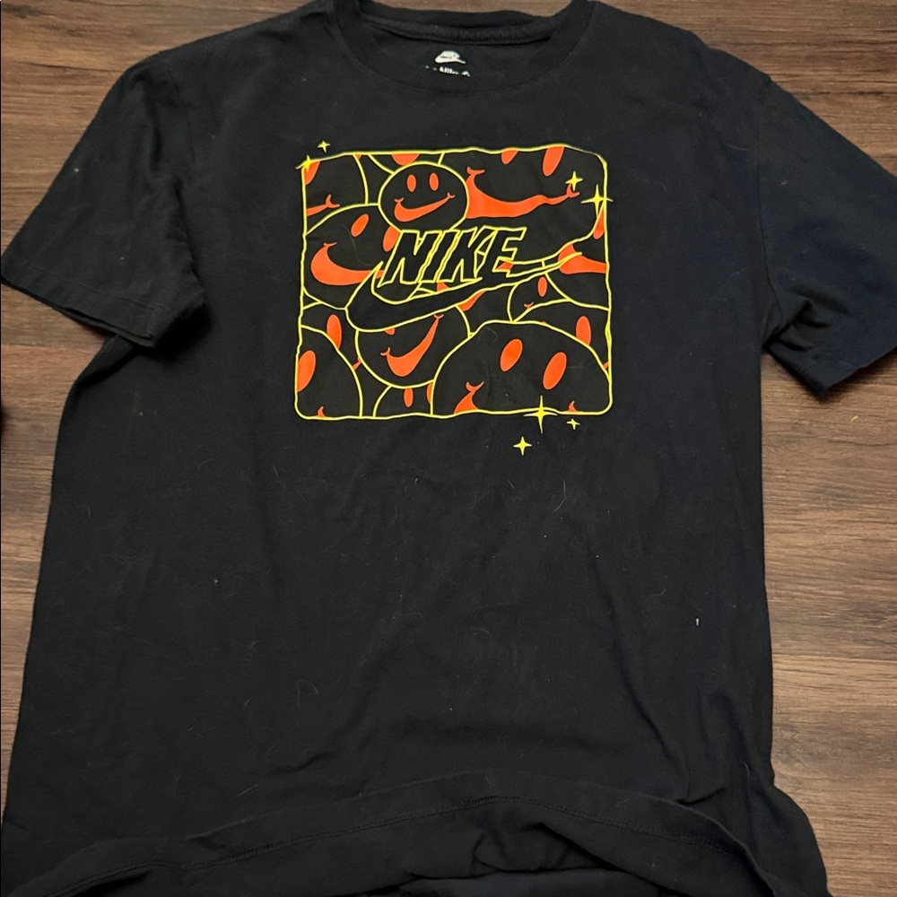 Nike Black Tee with Orange and Yellow Graphic